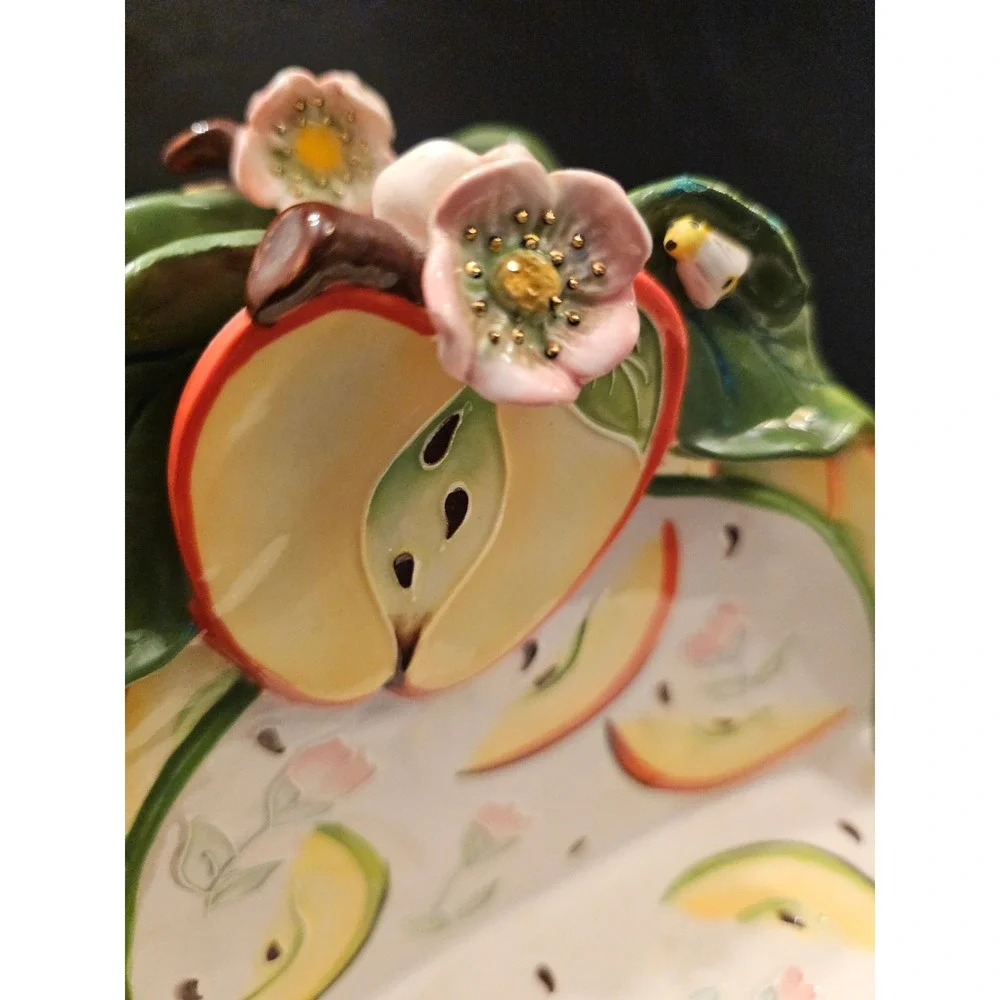Vintage Blue Sky Ceramic J Mccall‎ Napkin Holder caddy Flowers Ladybug 2004 READ